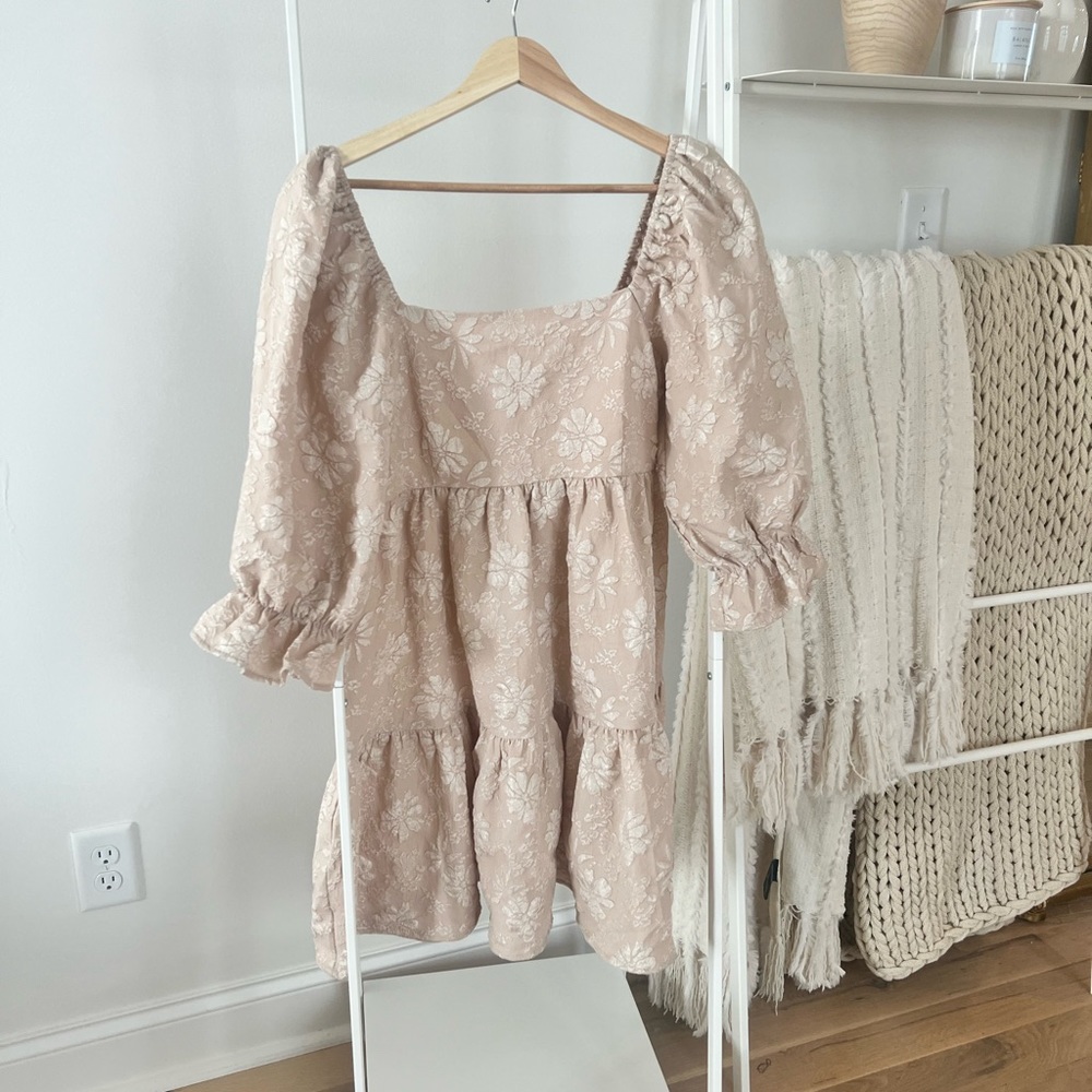 Nude Floral Mini Dress